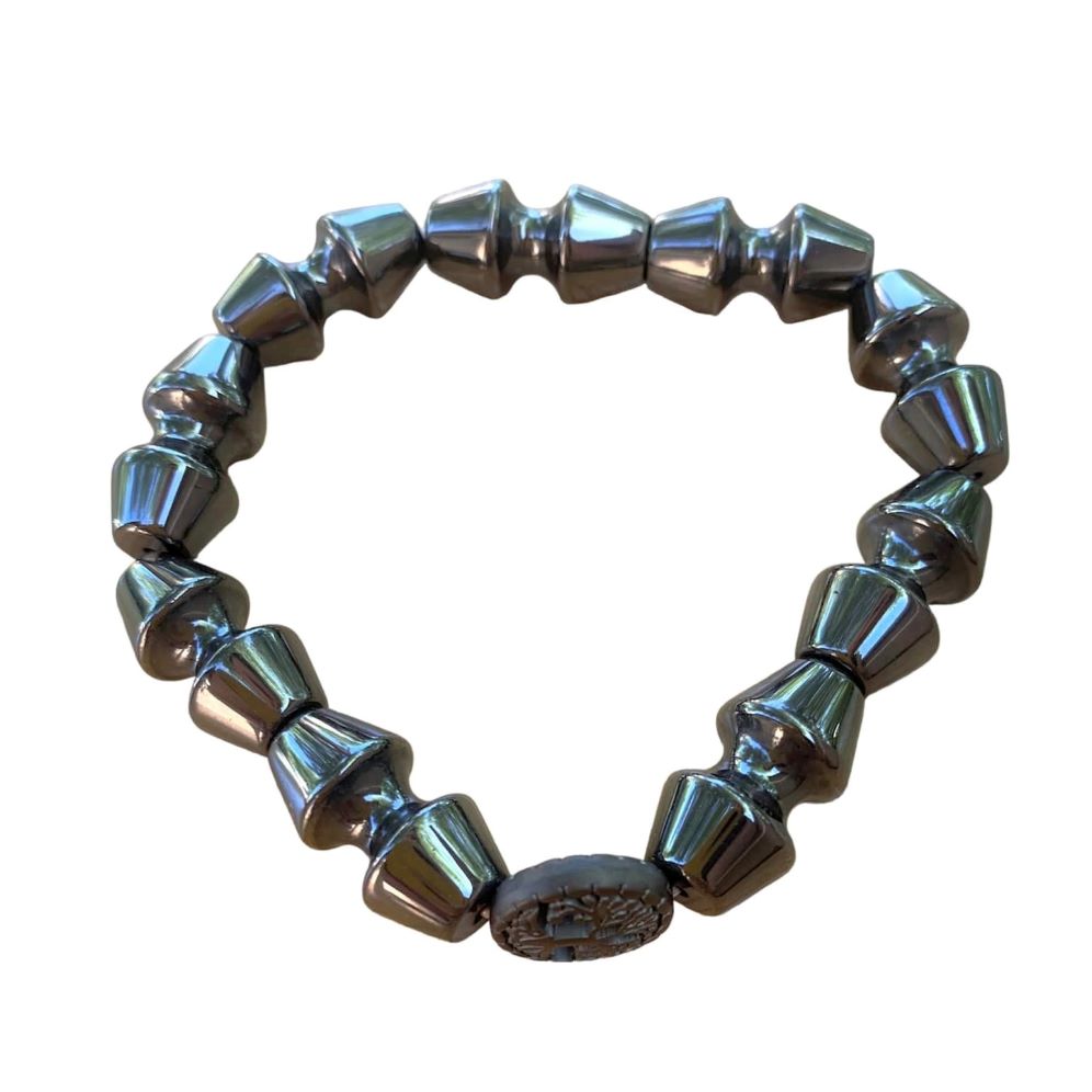 Hematite Bracelet 10 mm Dumbell Beads