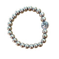 Hematite Bracelet 8 mm Bright Silver Round Beads