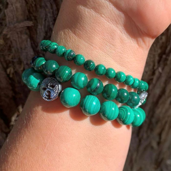 Malachite Bracelet Round Beads 3 Sizes