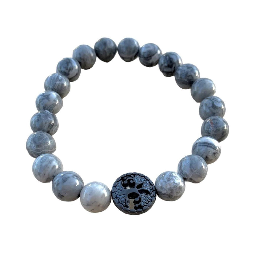 Map Jasper Bracelet 8 mm Round Beads