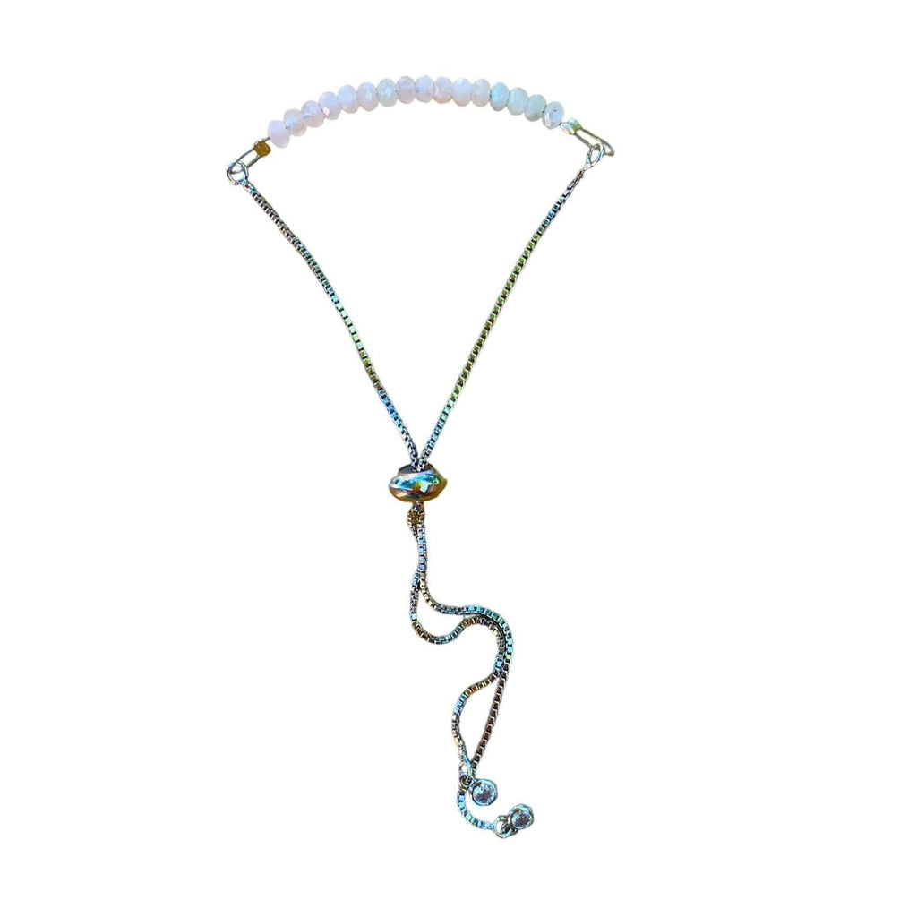 Morganite Bracelet Faceted Round Beads with Adjustable Chain