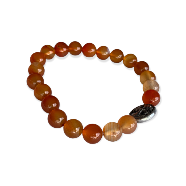 Orange Carnelian Bracelet 8 mm Round Beads