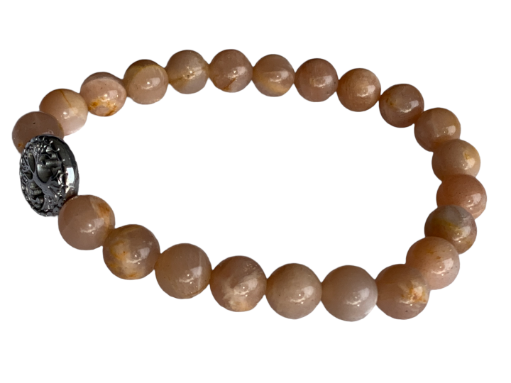 Peach Moonstone Bracelet 8 mm Round Beads
