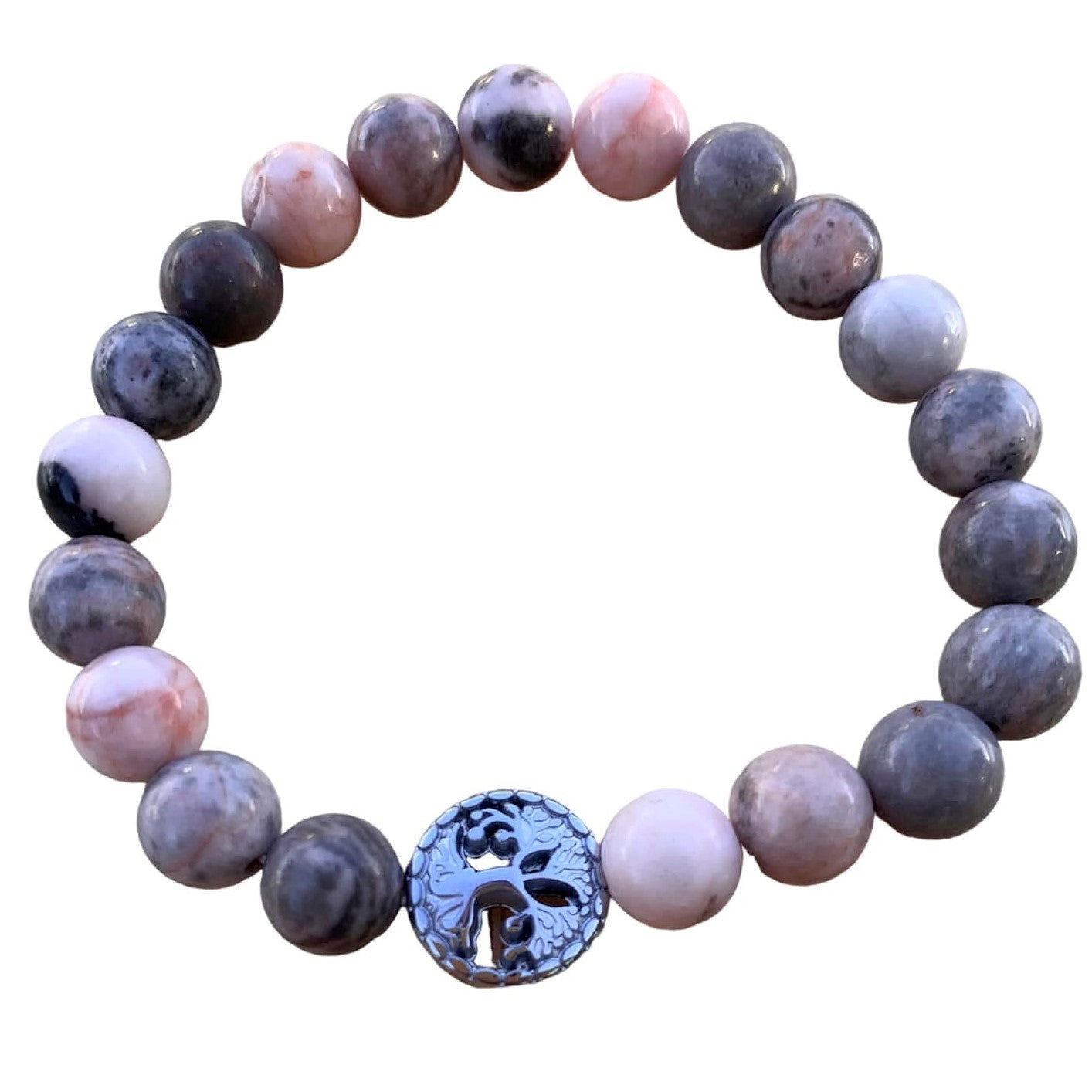 Pink Zebra Jasper Bracelet 8 mm Round Beads