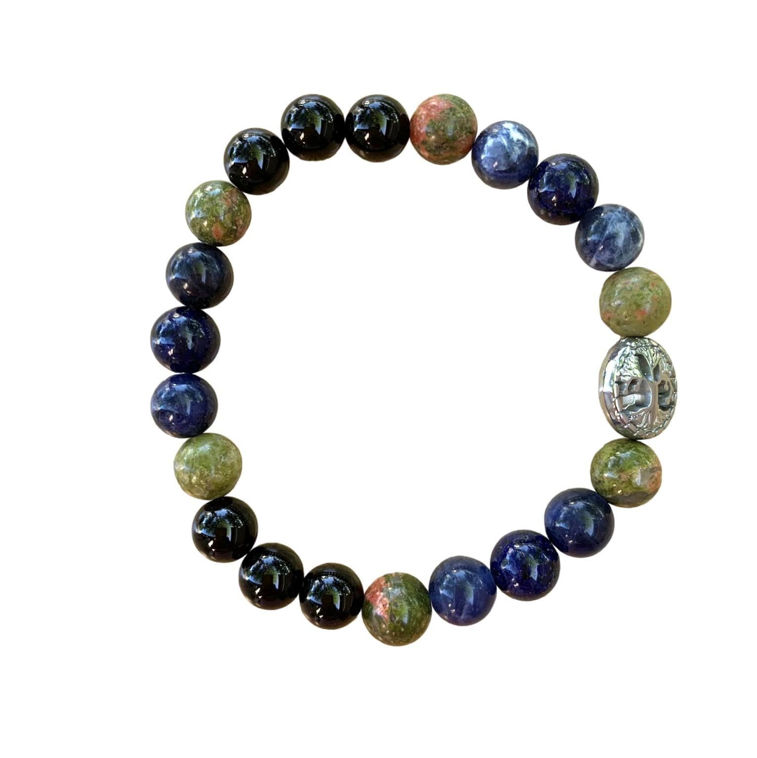 Public Speaking Bracelet 8 mm Onyx, Unakite, Sodalite, Lapis Lazuli Round Beads