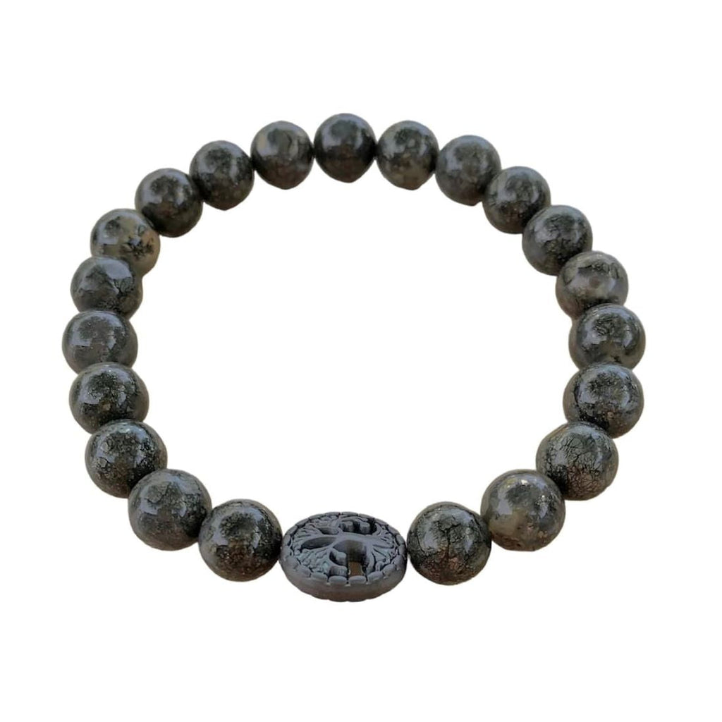 Pyrite in Quartz Bracelet 8 mm Round Beads