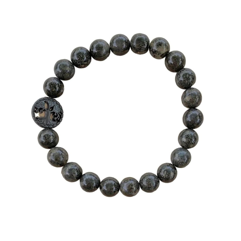 Pyrite in Quartz Bracelet 8 mm Round Beads