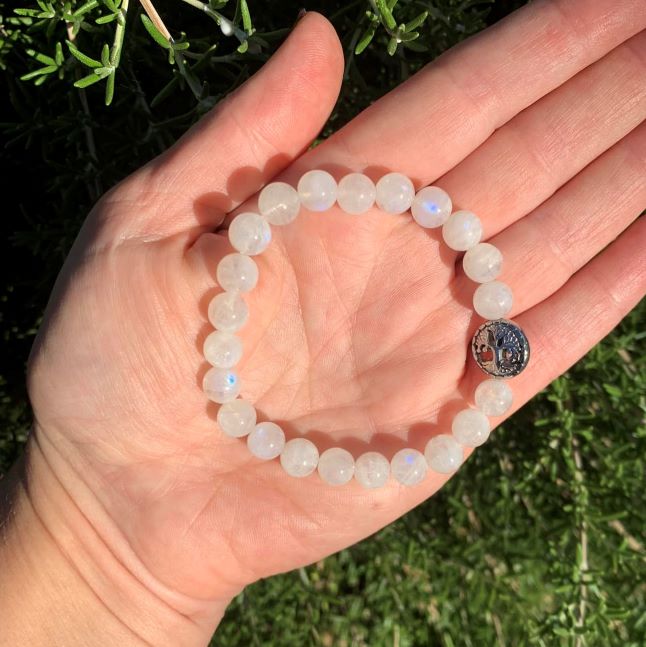 Rainbow Moonstone Bracelet 8 mm Round Beads