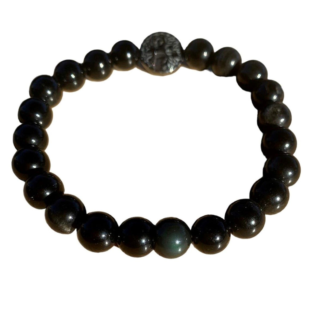 Rainbow Sheen Obsidian Bracelet 8 mm Round Beads