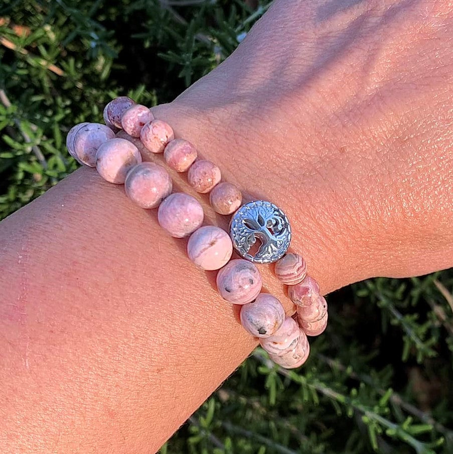 Rhodochrosite Bracelet Round Beads 2 Sizes