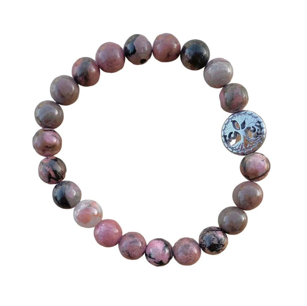 Rhodonite with Black Bracelet 8 mm Round Beads