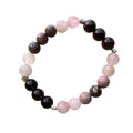 Romantic Ignition Bracelet 8 mm Rose Quartz, Rhodonite, Garnet, Smoky Quartz Round Beads