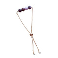 Ruby Bar Bracelet Round Beads with Adjustable Chain (July)