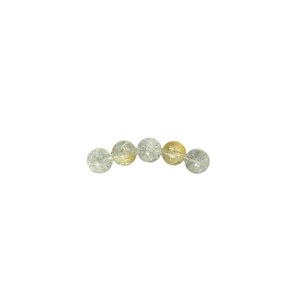 Gold Rutilated Quartz Bracelet 6mm Round Beads with Adjustable Chain