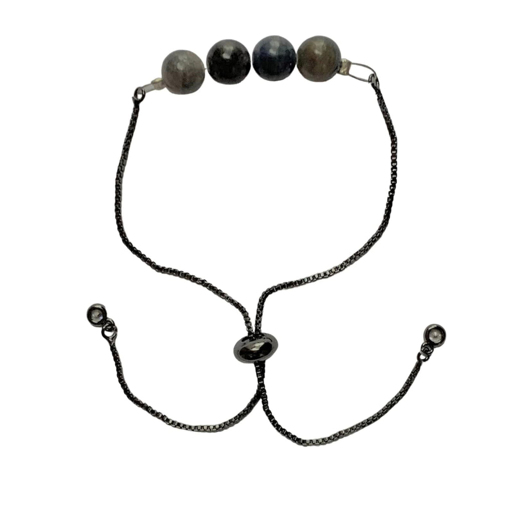 Sapphire Round Beads Bar Bracelet with Adjustable Chain (September)