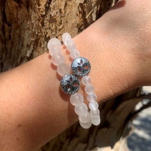 Selenite Bracelet Round Beads 2 Sizes
