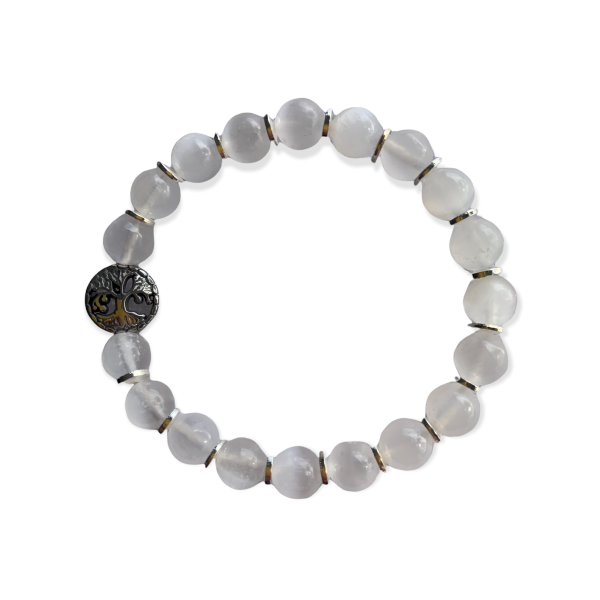 Selenite and Spacer Bracelet 8 mm Round Beads