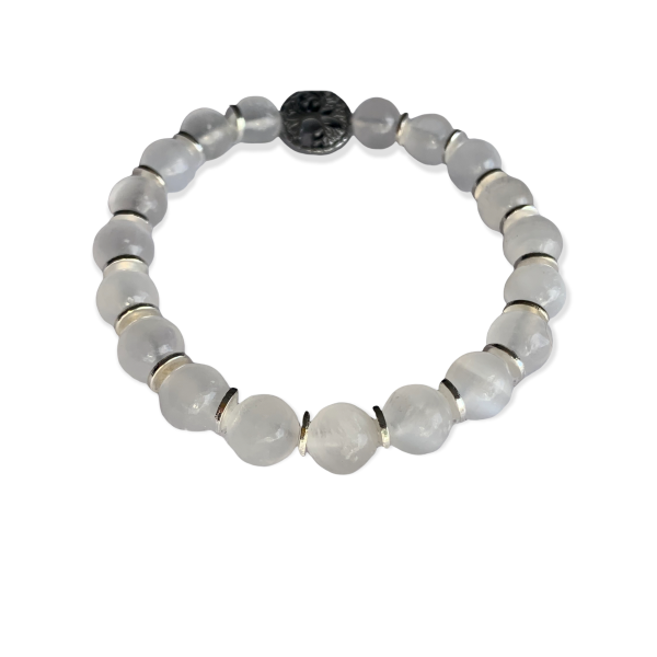 Selenite and Spacer Bracelet 8 mm Round Beads