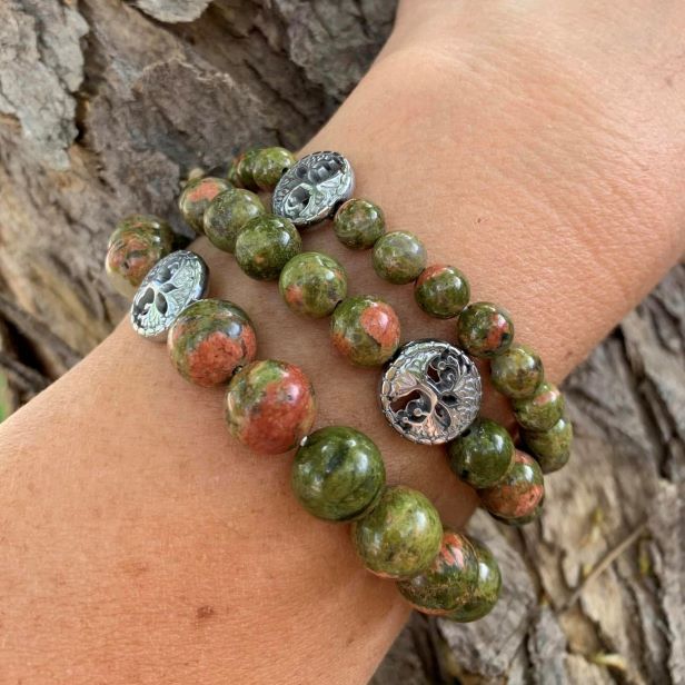 Unakite Bracelet Round Beads 3 Sizes