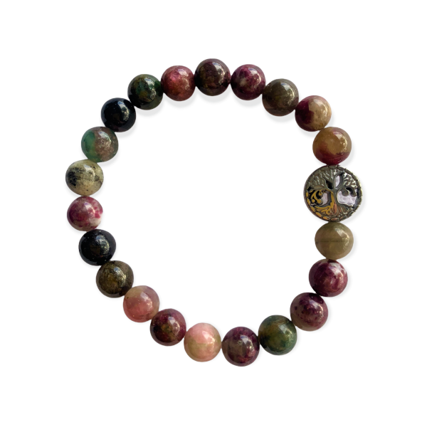 Watermelon Tourmaline Bracelet 8 mm Round Beads