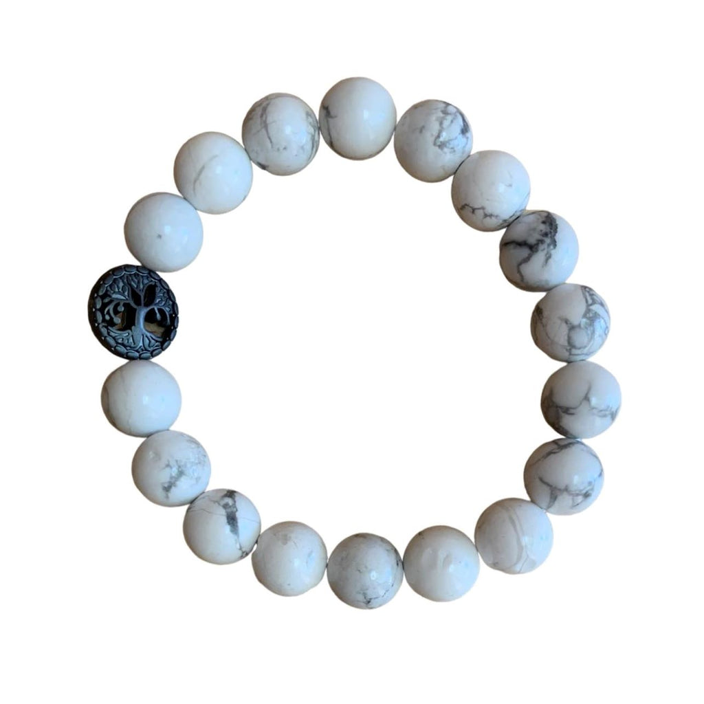 White Howlite Bracelet Round Beads 3 Sizes