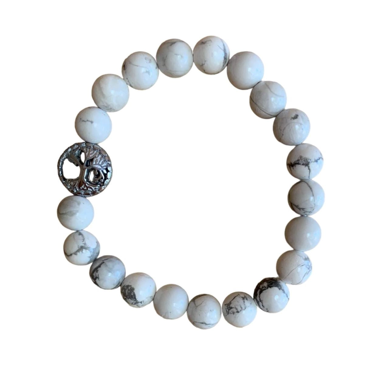 White Howlite Bracelet Round Beads 3 Sizes