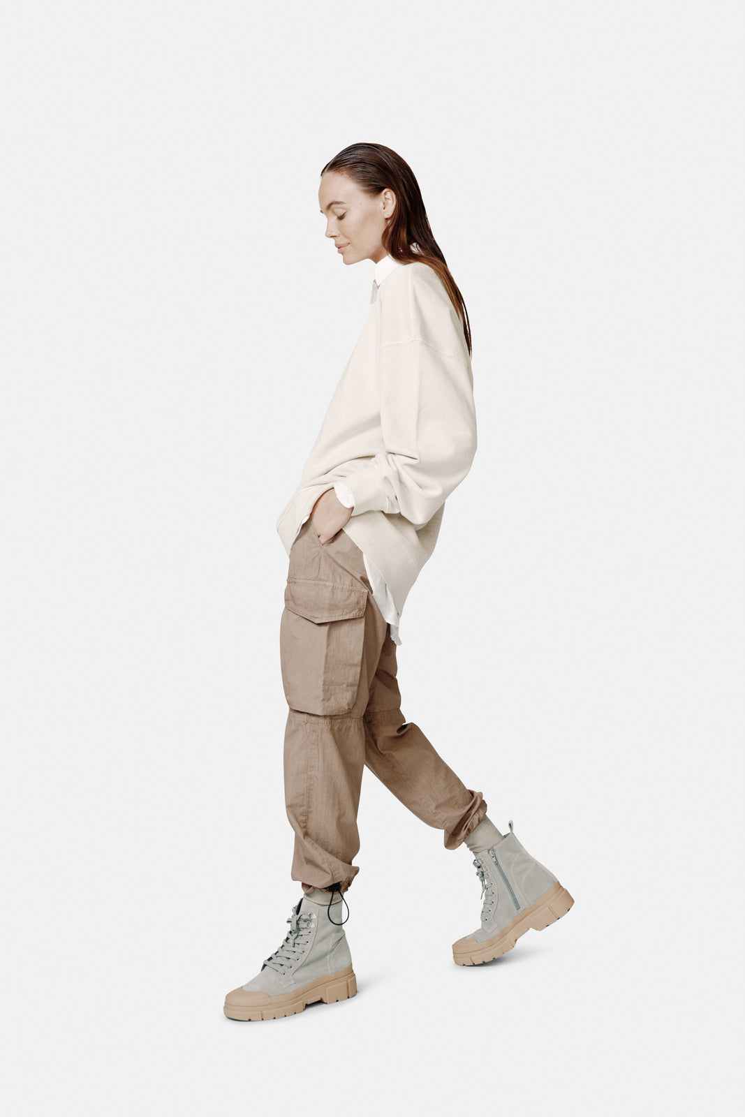 Oversized French Terry Crew - Hay