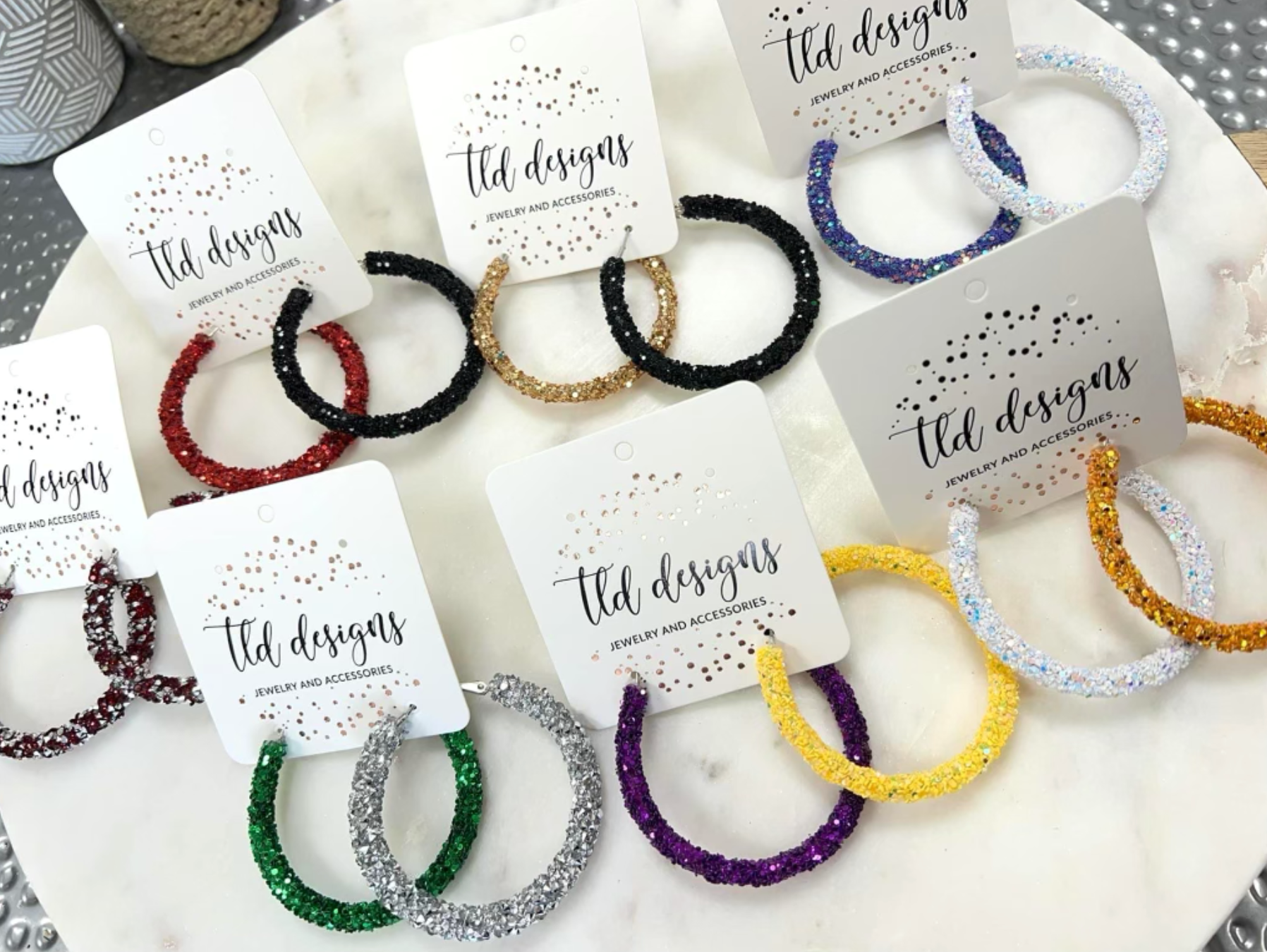 Game day glitter hoops