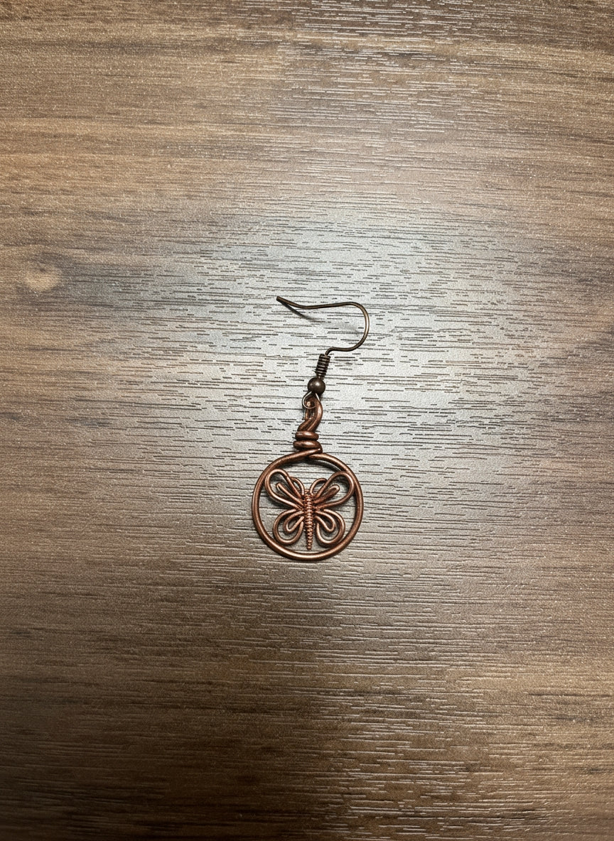 Copper Wrapped Number Hoop Earring