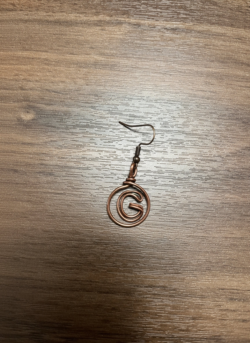 Copper Wrapped Number Hoop Earring