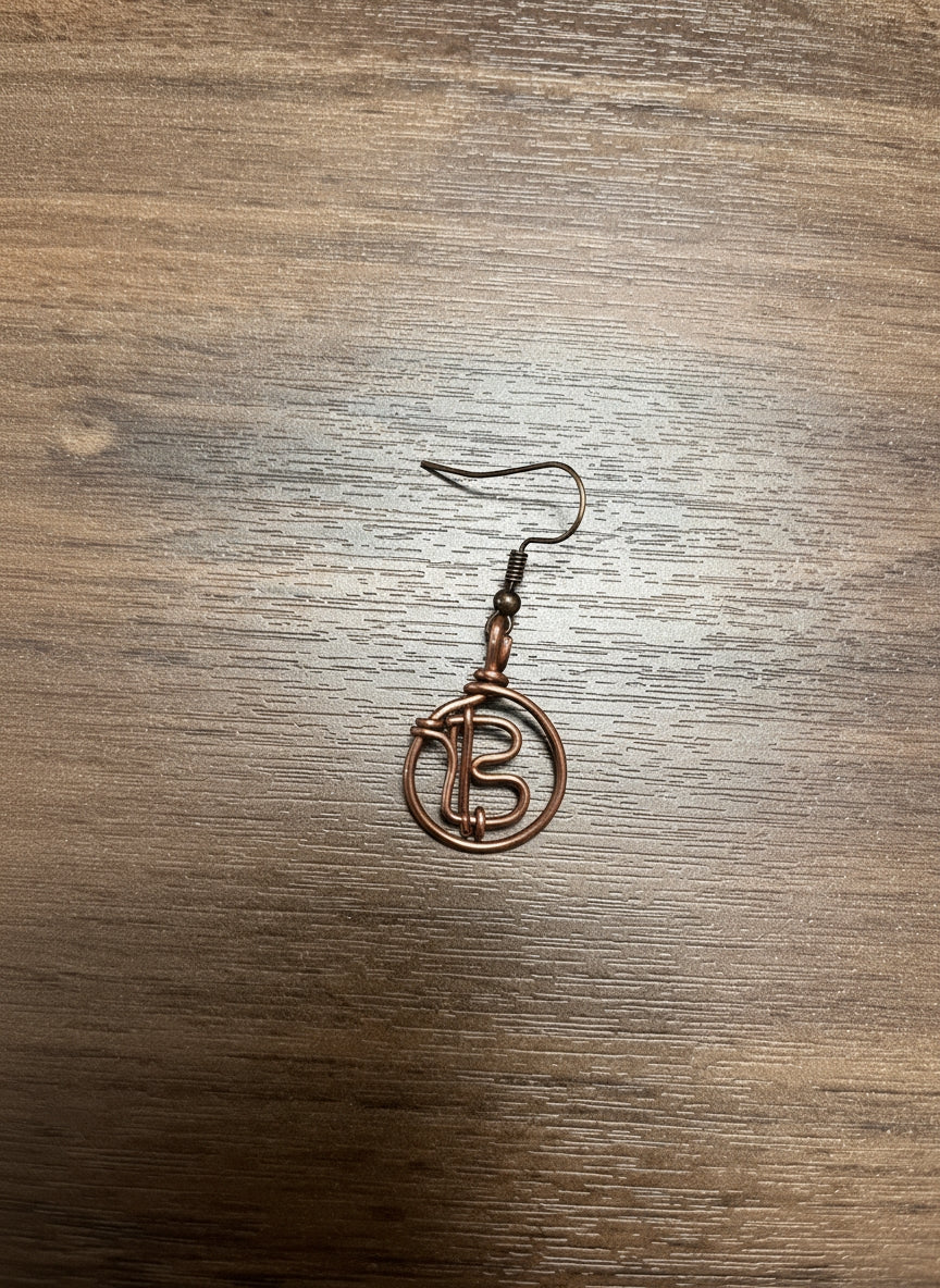 Copper Wrapped Number Hoop Earring