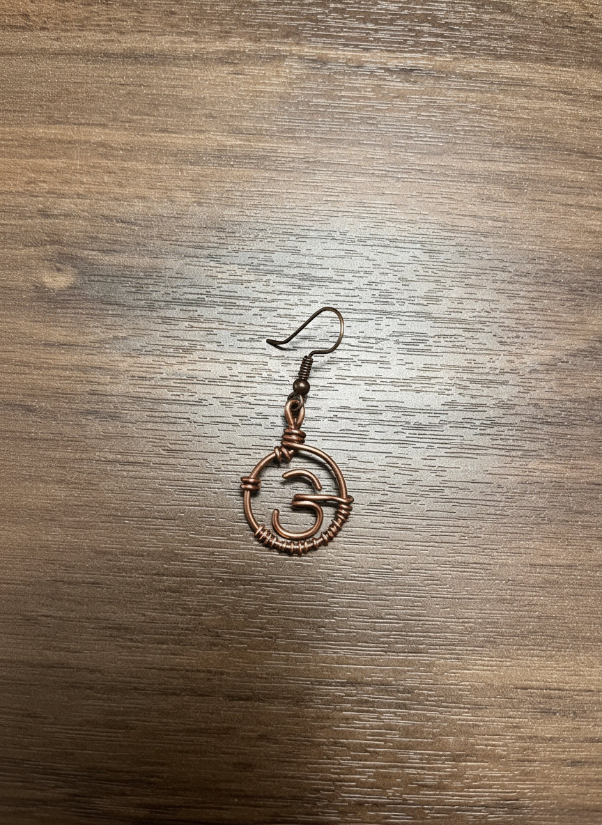 Copper Wrapped Number Hoop Earring