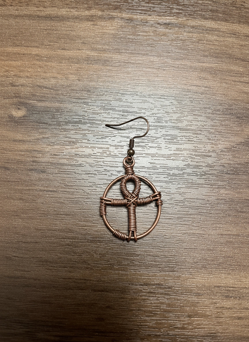 Copper Wrapped Number Hoop Earring