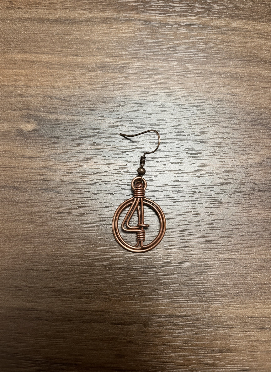 Copper Wrapped Number Hoop Earring