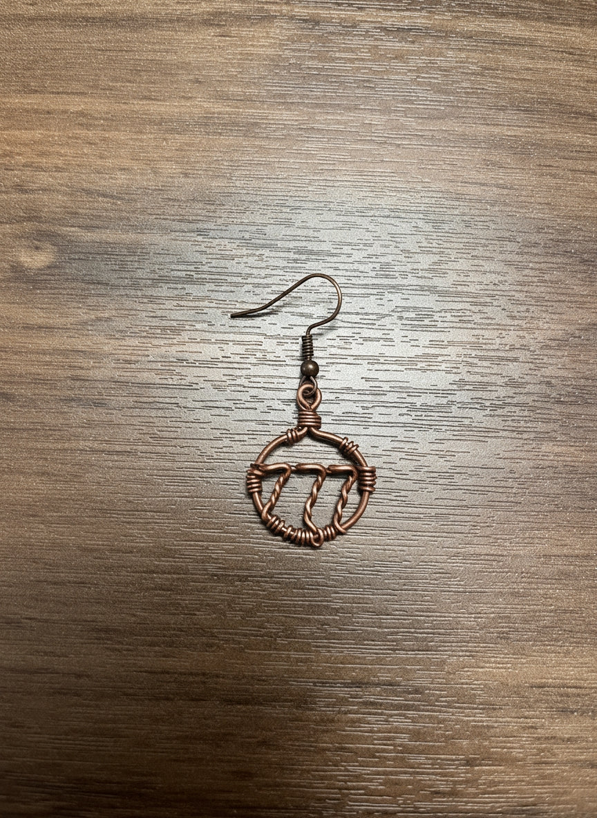 Copper Wrapped Number Hoop Earring