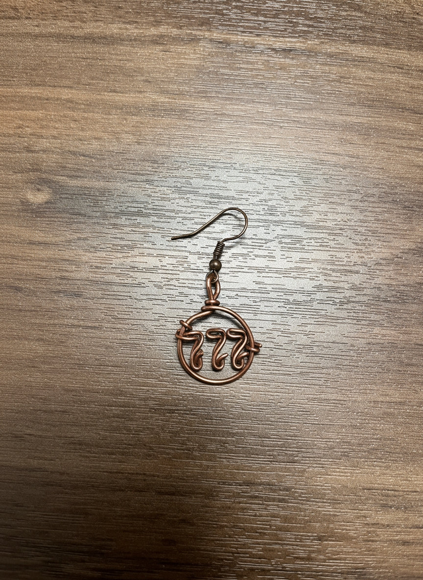 Copper Wrapped Number Hoop Earring
