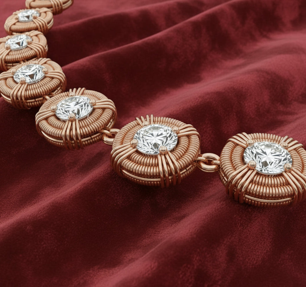 Pure Copper Wire Wrapped Moissanite Tennis Chain Design #2