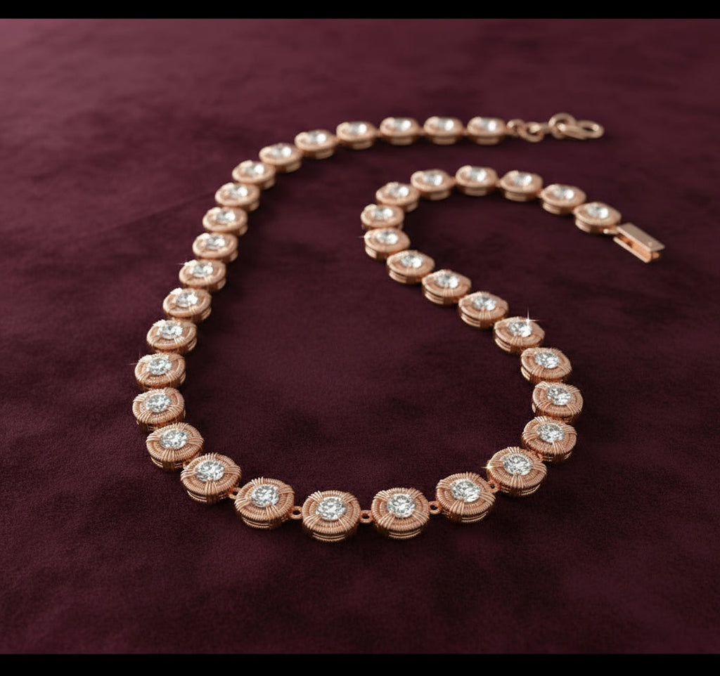 Pure Copper Wire Wrapped Moissanite Tennis Chain Design #2