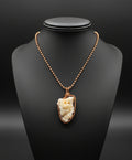 *Rare*Chalcedony Copper Wire Wrapped Necklace W/Ball Chain