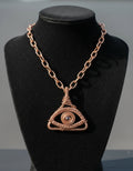 Copper wire wrapped eye of knowledge necklace