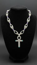 iamevibez Non Tarnishing Silver Amethyst And Turquoise Necklace
