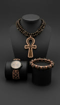iamevibez Copper Wire Wrapped Rare Ghanaian Wood Ankh Set