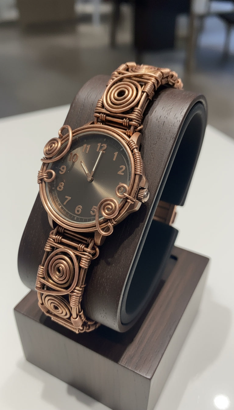 Copper Wire Wrapped Watch Design #1