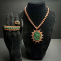 Copper wire wrapped Malachite necklace bracelet, and ring set