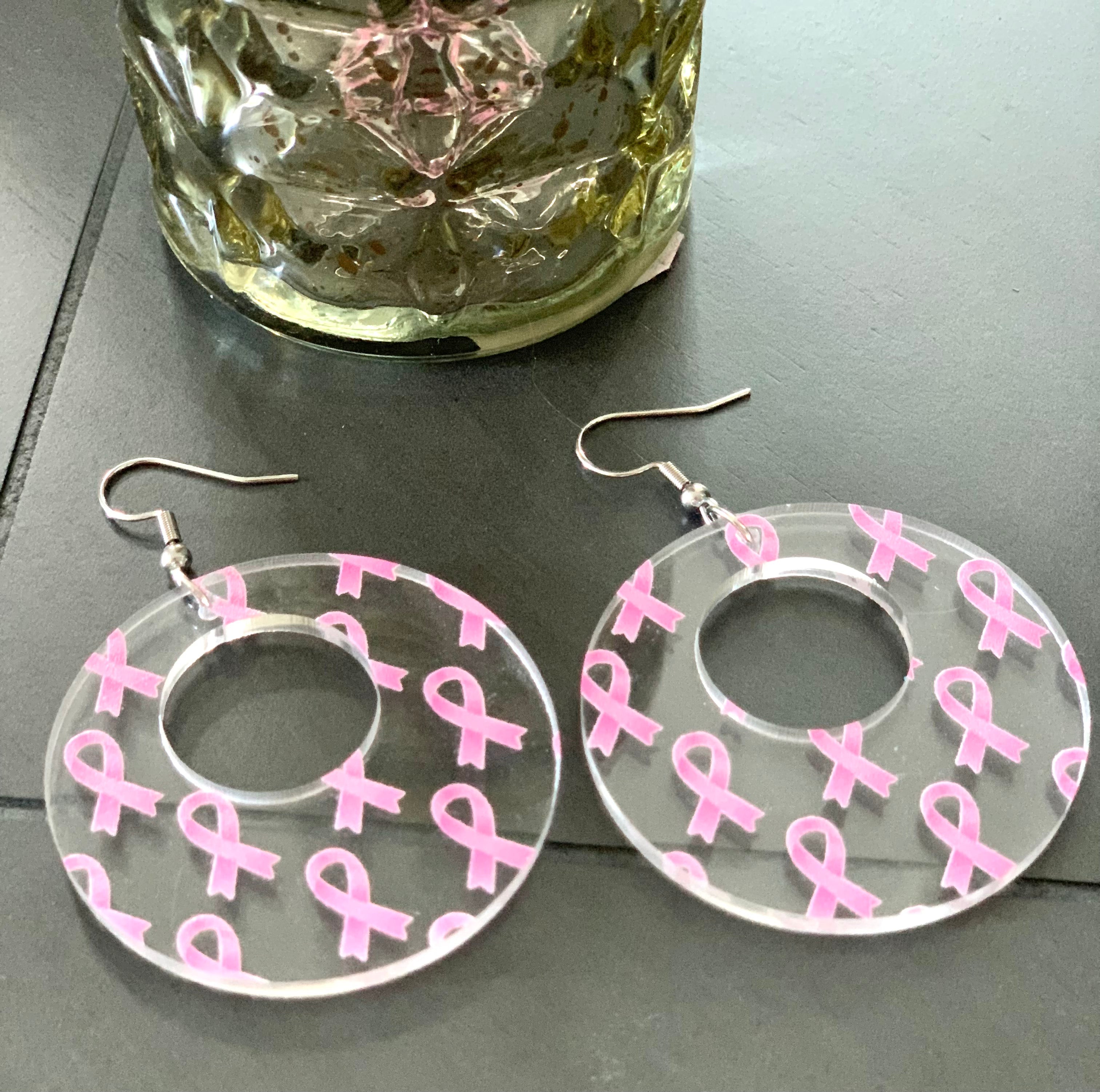 Acrylic Breast Cancer Hoops