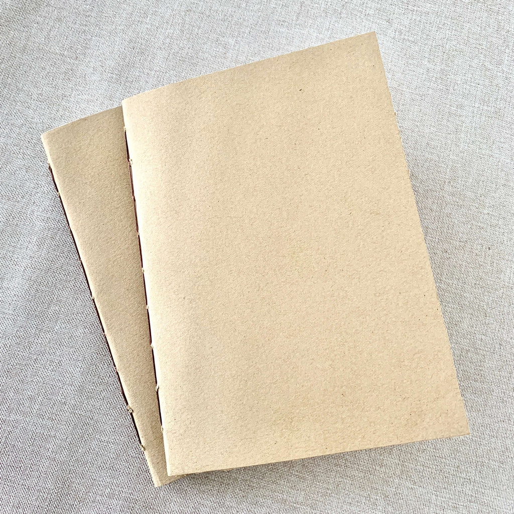 Composition Kraft Travelers Notebook Insert - A6 - Composition Ruled - Fountain Pen Friendly Notebook - Hand-Stitched Binding