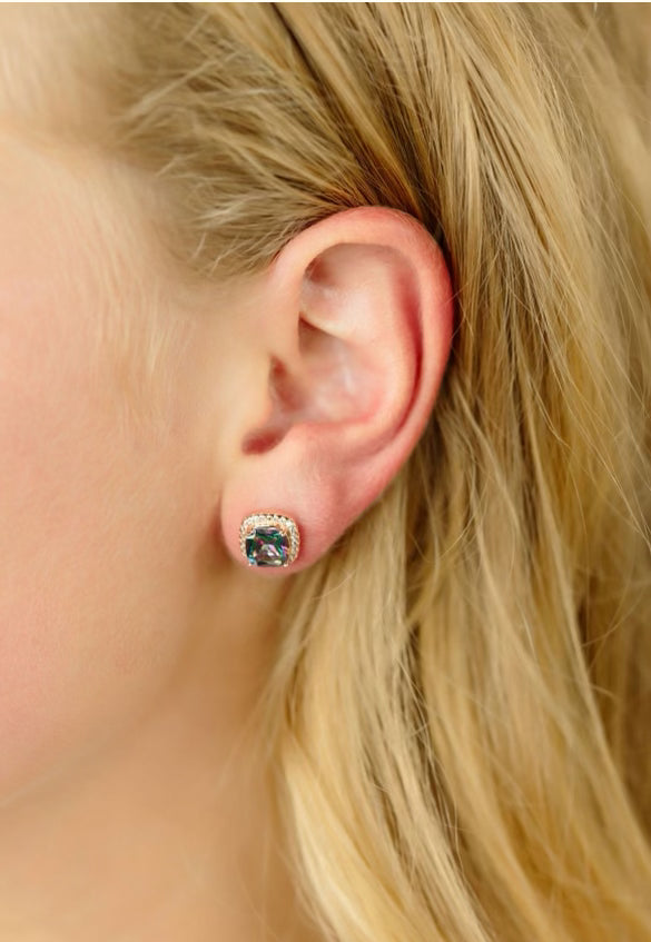 Rainbow Rose Gold Studs