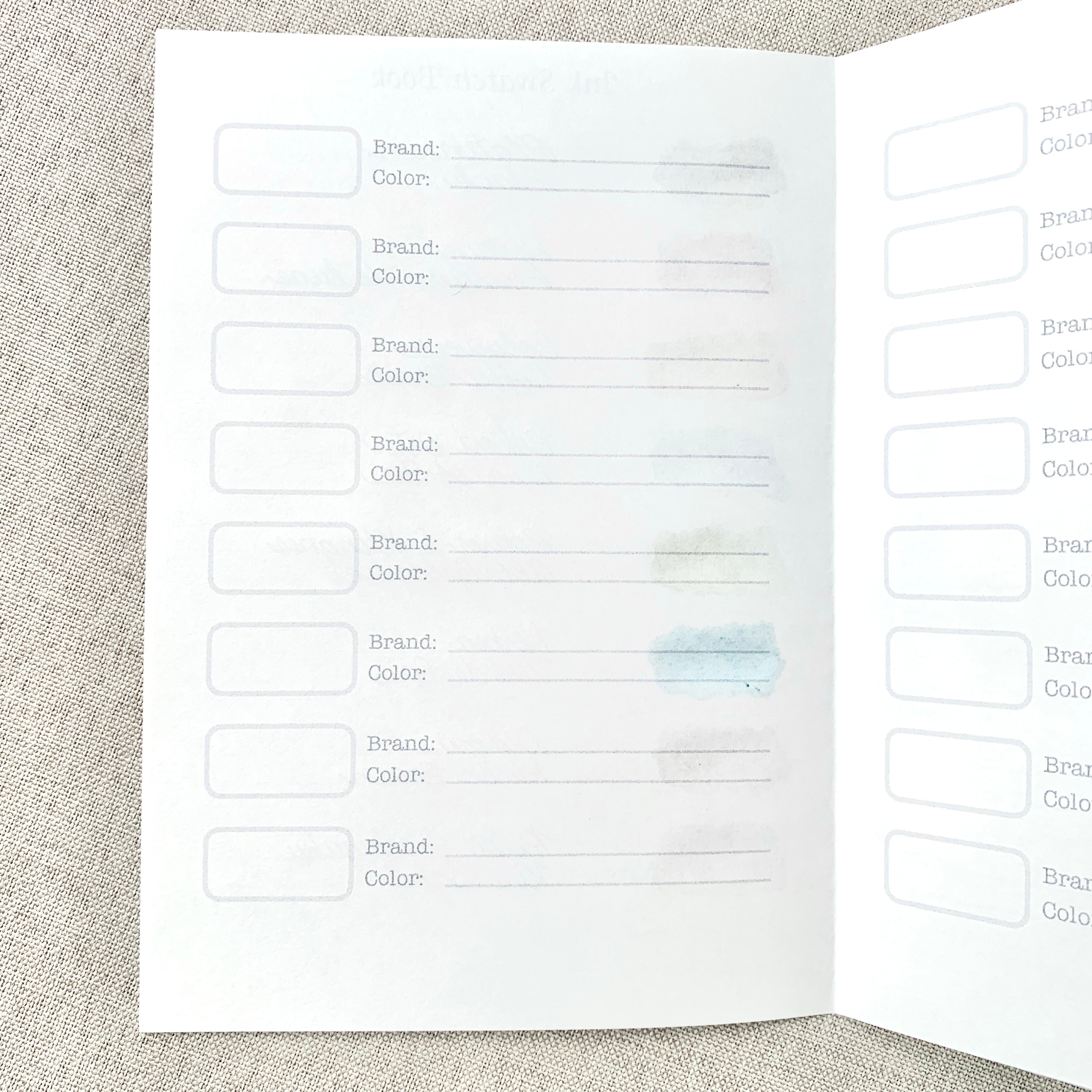 Ink Swatch Book Kraft Travelers Notebook Insert - A6 - Ink Log - Fountain Pen Friendly Notebook - Hand-Stitched Binding