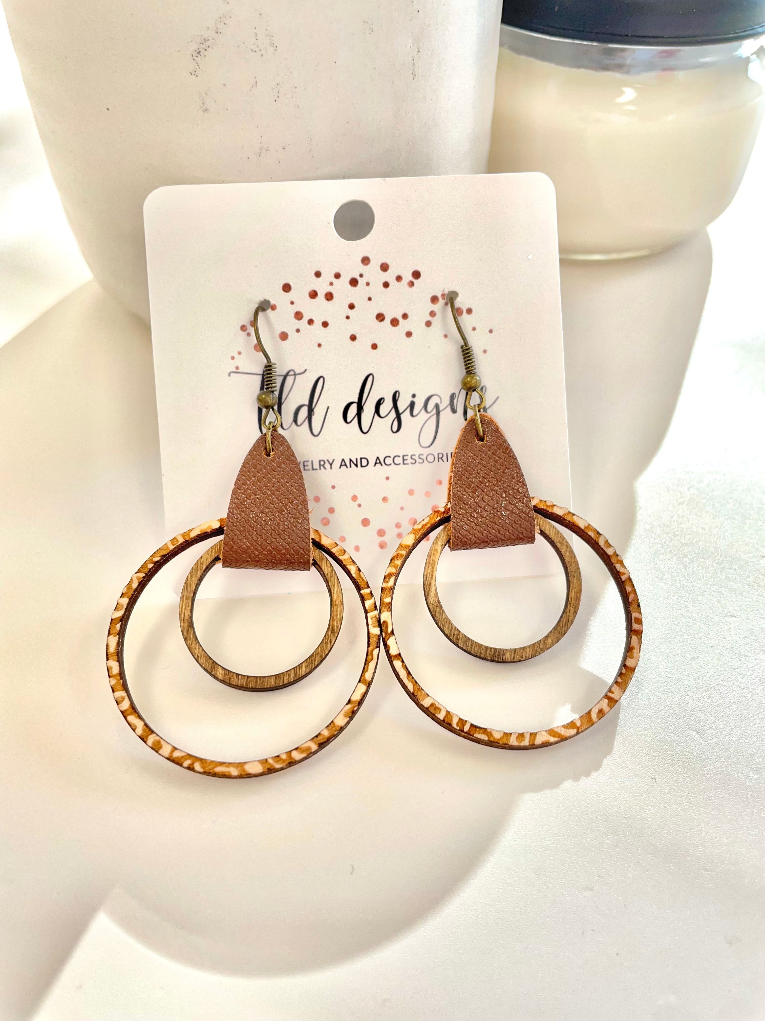 Brown Cheetah Hoops