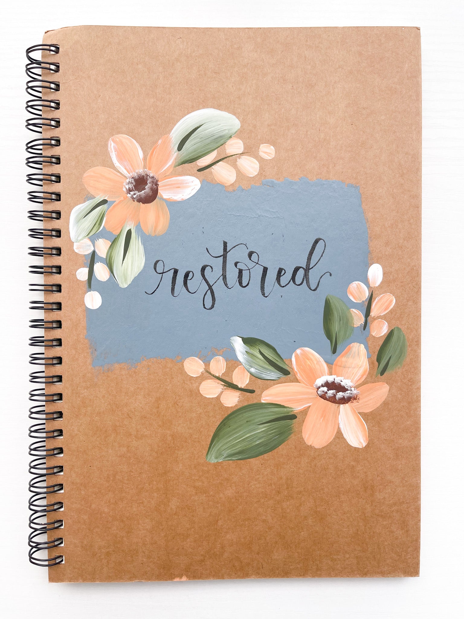 Restored, Large Hand-Painted Spiral Bound Journal